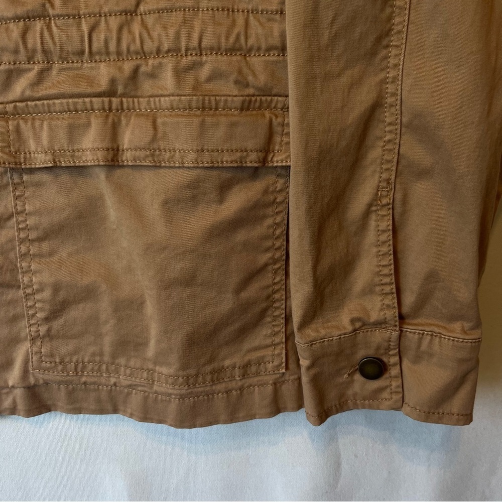 Time and Tru Utility cargo jacket XL 16 18 Cinch drawstring waist Beige Cotton - Picture 8 of 9